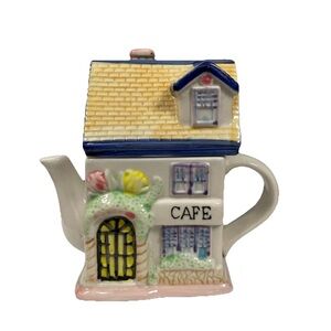 Vintage Houston Harvest 2000 Collector Series Cafe Porcelain Teapot Cottage Core